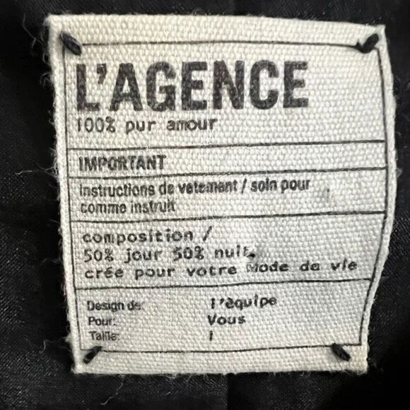 L’AGENCE Swirled Shiny Black Bomber Jacket Size Large - Picture 4 of 6